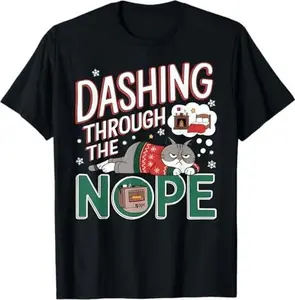 Unisex Adults Cat Lovers Humorous Christmas Design Black V-Neck T-Shirt