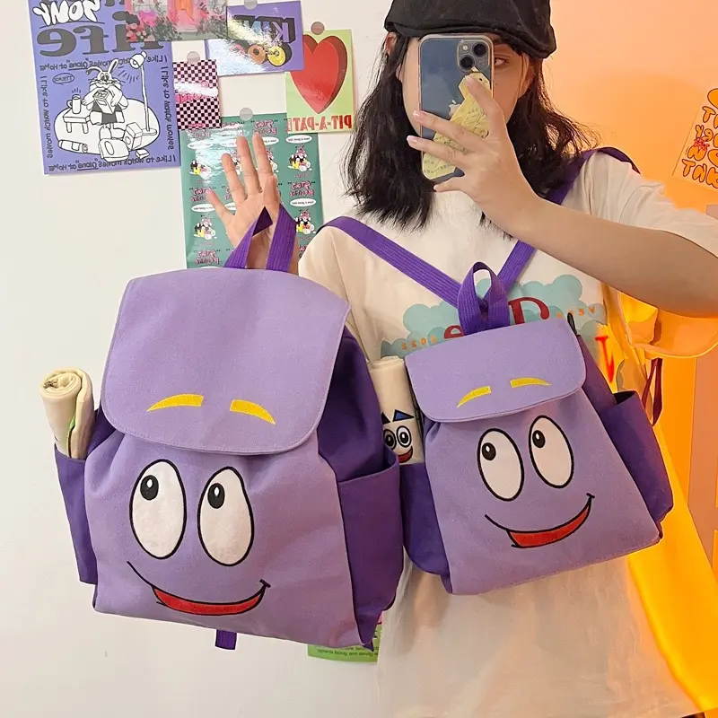 Kawaii Dora The Explorer Backpack CartoonNew Dora Map Large Capacity MessengerBag Student A4 School Bag Backpack