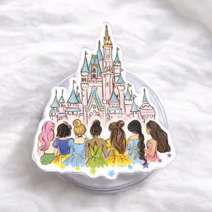 Fairytale Princess Castle MagSafe Phone Grip, Cute Princess Friends Magnetic Pop Socket Kickstand for iPhone, Magical Gift for Girls