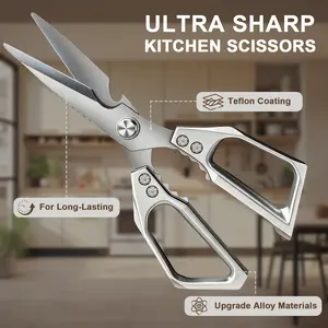 Professional Stainless Steel Kitchen Scissors with Ergonomic Handles - Multi-Purpose Cutting Tool for Meat, Bone, Herbs - Ideal for Chefs, Holiday Gift for Family