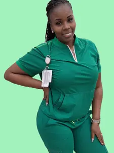 Goddess Scrub Set (light gray)(green)  Comfortable Womenswear UNIFORM