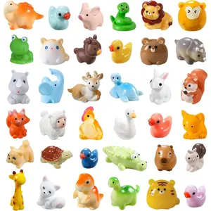 40pcs Mini Resin Animal 40 Styles Tiny Resin Animals Miniature Little Small Animal Figures Bulk for Micro Fairy Garden Landscape Accessories Dollhouse Hide Crafts Decor Aquarium Toys