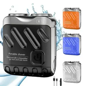 1 Box Portable Rechargeable Electric Shaver – Dual Head Travel Razor with Cleaning Brush & Charging Cable, USB Charging, Compact Mini Shaver for Home & Travel, Multiple Color Options