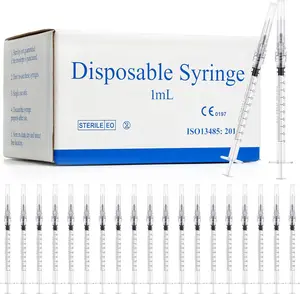 100 Pack Sterile 1ml Luer Lock Pet Oral Syringe with 27G 1/2 Inch Needle, Individually Wrapped