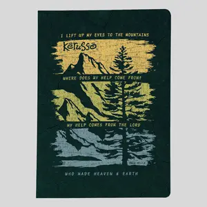 Kerusso Men's Flexible Paperback Journal, 8.4" x 5.5", 160 Lined Pages, for Bible Study Notes & Moments of Gratitude, Mountain-Themed Office Notebook