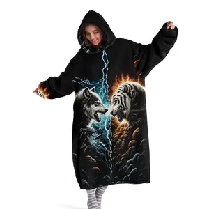 hoodie blanket, Cozy Hooded Blanket, Wearable Blanket, Women's Hooded Blanket Sweatshirt, Wearable Blanket Robe, Tiger Print Thick Homeewear, Winter Sleepwear, Holiday Gift for Mom Wife Daughter, Christmas Gift, Valentine's Day gift