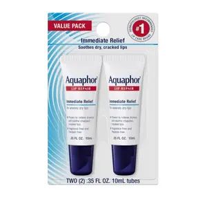 Aquaphor Lip Repair Ointment, Moisturizing Lip Balm Pack, Relieves Dryness, 0.35 Tube, Pack of 2