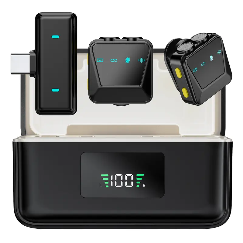 HITOZON Professional Wireless Lavalier Microphone for Smartphones Plug-Play with Charging Case Lapel Mini Mic for Video Recording Teaching Interviews Podcast Cordless Omnidirectional Condenser Recording Mic for TikTok YouTube Vlog Audio