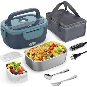 Electric Heated Lunch Box Food Warmer 80W Portable 12V/24V/110V/220V for Car Truck Work Driver Adults - Valentine's Gift for Men Women Lonchera Eléctrica Portátil