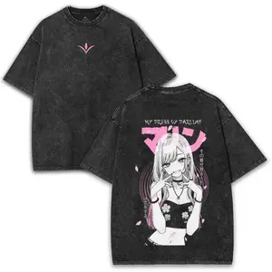 My Dress-Up Darling Marin Kitagawa 260GSM Heavyweight Washed Oversized T-Shirt, Pink Saku
