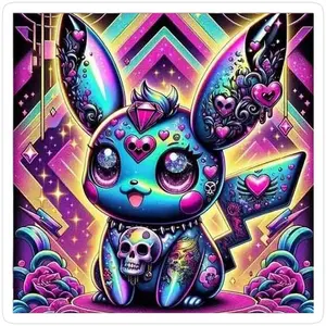 1 set of DIY diamond painting kit, 5D diamond art set, DIY decoration black Pikachu mosaic, diamond art, DIY art home decoration