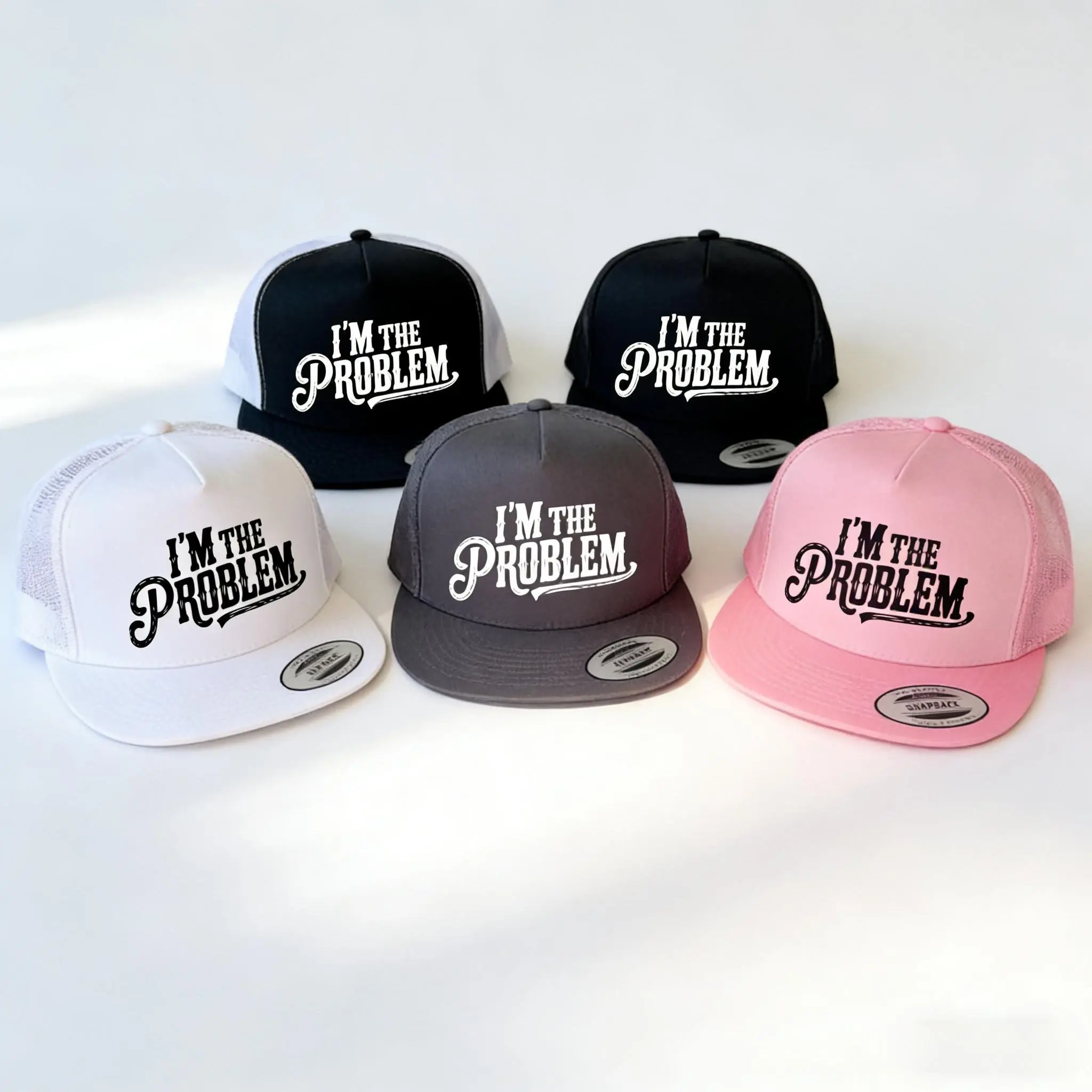 Funny "I'm The Problem" Baseball Cap, Vintage Distressed Snapback Hat, Casual Streetwear Accessory trucker, Cotton, Unisex