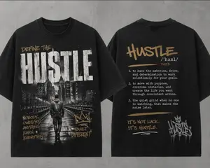 Hustle Crewneck T-Shirt for Everyday Wear - Casual Fit Simple Design Menswear Essential