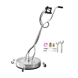 VEVOR 21 Pressure Washer Surface Cleaner, Stainless Steel Pressure Washer Attachments with 4 Wheels, 4500 Max PSI, 3/8 Quick Connector, 2 Spray Nozzles, Dual Handle, for Concrete, Patio, Sidewalk