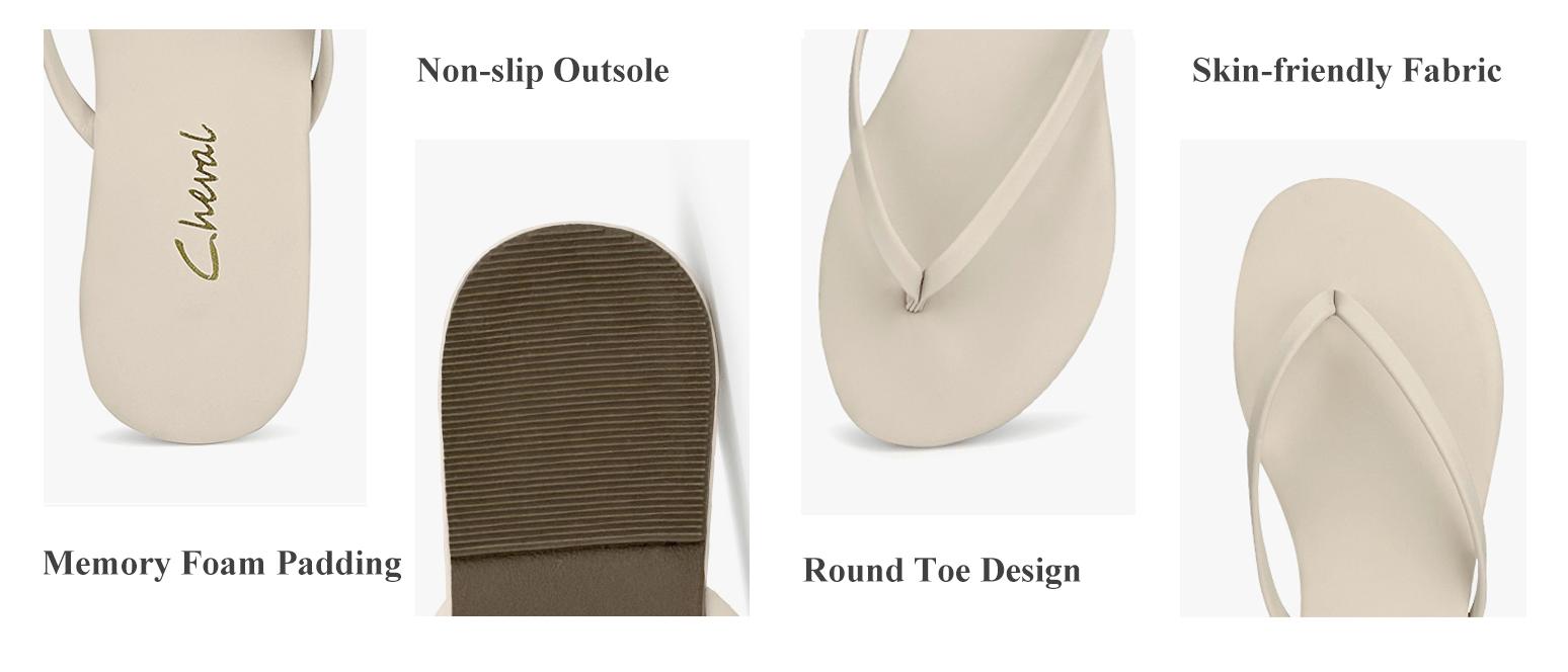 Women's | Vegan Leather Women Flip Flops | Memory Foam | Lightweight | Non-Slip - Foundations