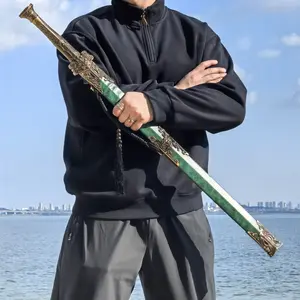 Handmade Emerald Green Dragon Pattern Sord Prop Ideal Boyfriend Gift for Holidays Cosplay Men's Retro Decor Collectible Cosplay Prop Birthday Present for Him Groomsmens Gift Fantasy Display Tiktok Shop Deals Heated Rivalry Merch