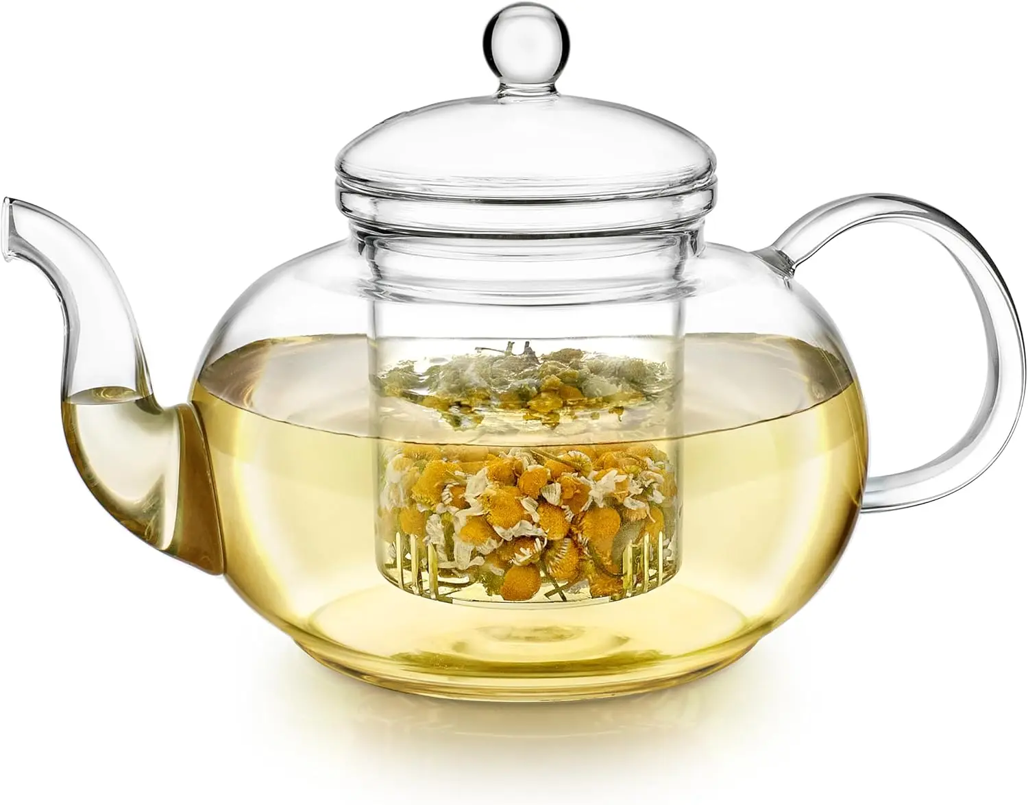600ml Glass Teapot Stovetop Safe,Clear Teapot with Removable Infuser 20.3 oz,Loose Leaf and Blooming Tea Maker, Tea Pot With Infusers For Loose Tea, 20.3Oz