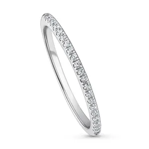 BERRICLE Sterling Silver Wedding Rings Stackable Half Eternity Band Ring for Women, Micro Pave Set Round Cut Cubic Zirconia CZ