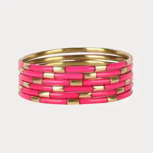 BudhaGirl Pink Veda Bangles - Set of 6