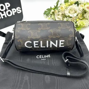 Pre-owned Celine Leather Shoulder Bags Cylinder Bag in Triomphe Canvas 2107601092958