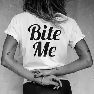 Bite Me T-shirt, Ladies Summer Outfit, Gift For Women, Mothers Day Gift, Gift For Girl Friend, Full Size, Full Color Comfort Cotton
