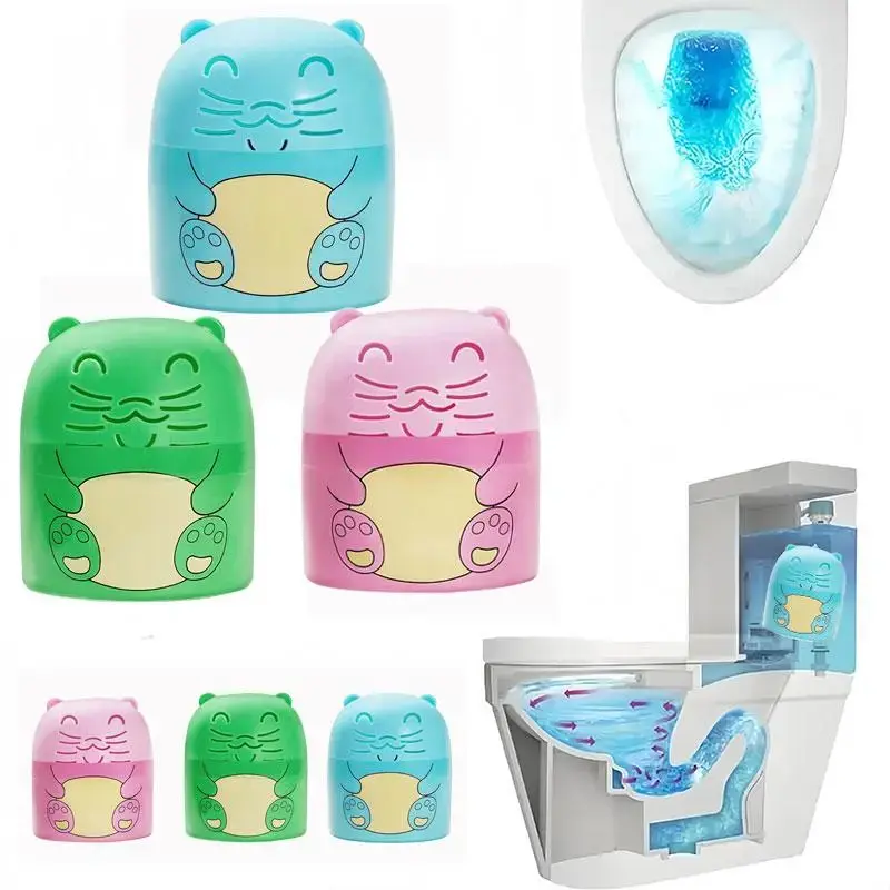 CloudMades Cute Dinosaur-Shaped Toilet Bowl Cleaner Bottle, Bathroom Toilet Tank Cleaner with Ocean, Jasmine, and Peach Scent,Three bottles can be used for 9 months (Three colors and three bottles) Powerful Cleaning Tablets Household