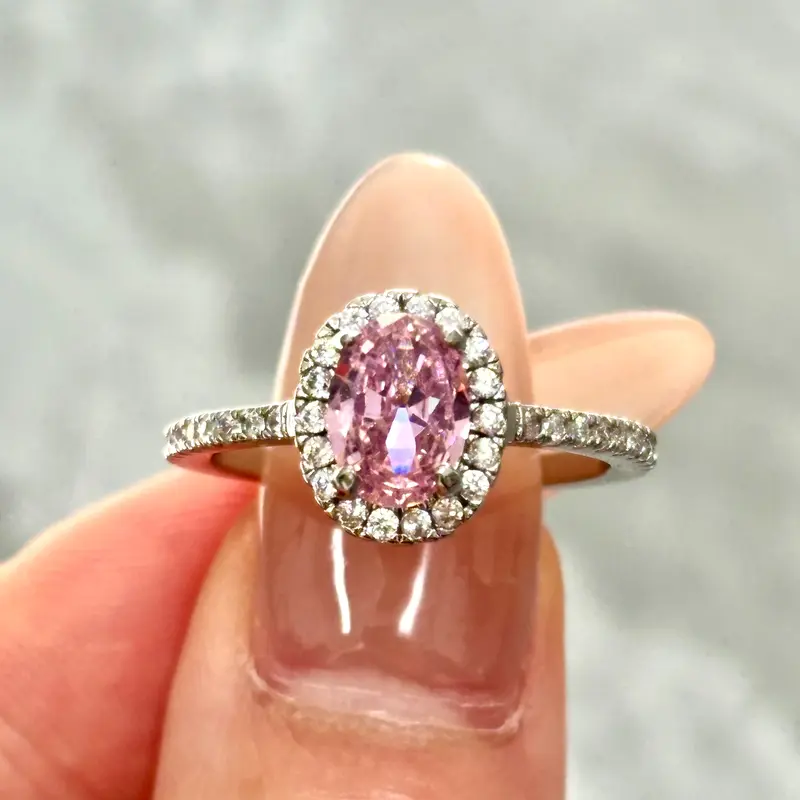 JJ CHIC Oval Ring for Women, Full-Set Jewelry with Sparkling Stones,Gift for Girlfriend