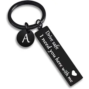 Drive Safe Keychain for Boyfriend - 26-Letter Personalized Keychain - Perfect Gift for Birthday, Christmas, Valentines Day