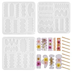 Hair Clip Silicone Molds – Hairpin Molds for Epoxy Resin Casting, UV Resin Jewelry Accessories Making Tool – Reusable Flexible Molds for DIY Hair Claws, Barrettes, Bridal Hair Accessories