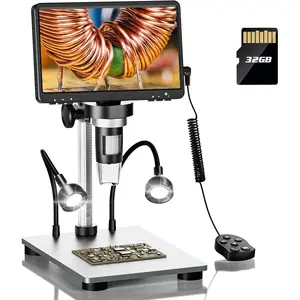 DM9 7" Digital Microscope: 1080P 1200X  Microscope Magnifier, 12MP Ultra- Focusing LCD Soldering Microscopes for Adults, PC View, 32GB