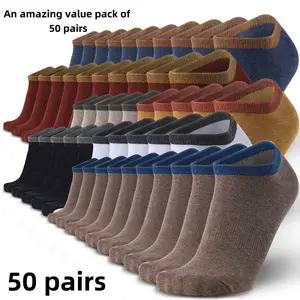 50-Pack Men'S Ankle Socks - Lightweight Breathable Cotton, Arch Support & Reinforced Heel/Toe, Moisture-Wicking Athletic/Everyday Socks (US Men'S 9-12, Multi-Color Pack) - Ideal for Gym, Running, Casual Wear - Durable & Comfortable Fit, Gym Essentials,