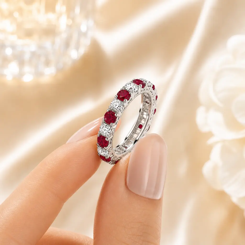 KRISPACE Sparkling round cubic zirconia promise ring, birthstone ring, eternity ring, synthetic gemstone, stackable wedding ring, delicate semi-permanent ring, women's sizes 5-9, jewelry suitable for everyday wear.