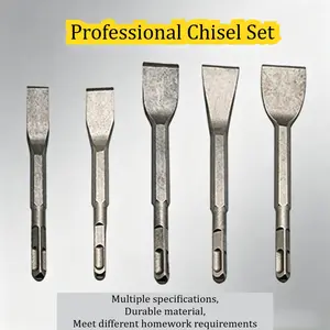 Tile chisel 5-piece set, bent-head electric hammer drill bit, electric pick head, for chiseling walls, tiles, cement, stone, etc