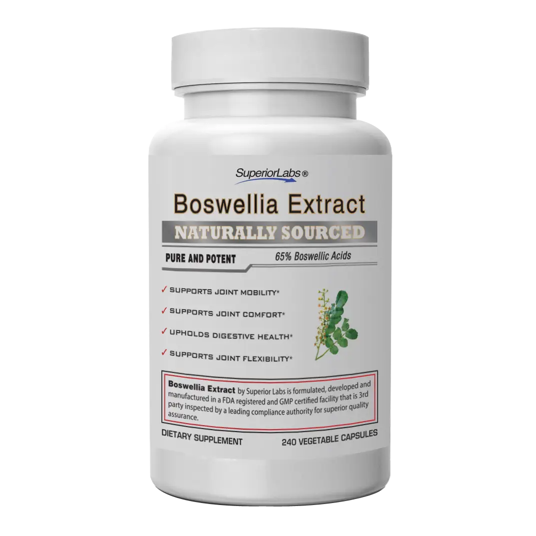 Joint Mobility and Inflammation Support -Ideal for Athlete Recovery -Superior Labs Boswellia Extract - Healthcare, Edible, Vegetarian 240 Capsules