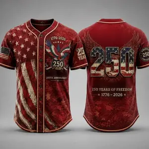 America 250th Anniversary Baseball Jersey, USA Jersey, 1776 2026 Patriotic Shirt, 4th of July Gift, Freedom Jersey Comfortable to wear, a must-have for game days and holidays