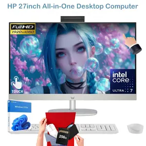 HP - 27" Full HD Touch-Screen All-in-One with Adjustable Height- Win11 Pro - Intel Core Ultra 7 155U 2023  - 32GB Memory - 1TB SSD - Shell White - Bundle Accessory