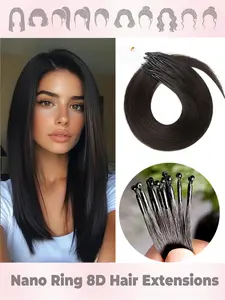 8D Micro Ring Hair Extensions, 50pcs, Straight, Chocolate to Caramel Gold, Nano Rings Invisible Mini Beads, Natural Look