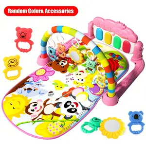 Baby Interactive Music Pedal Piano Play Mat - Fun And Educational Fitness Frame Toy For Baby, Baby Piano mat Kick and Play Multifunction Gym Play mat,Tummy time mat Baby Kicking Toys for feet with Pendant Rattle,Animal Shape Maracas,Playmate for Baby