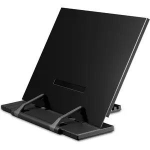 Metal Book Stand for Desk Portable Document Holder for Cook Book,  Book, iPad, Laptop, Reading Rest with 7 Adjustable Positions and Page Paper Clips