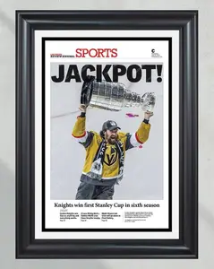 2023 Las Vegas Golden Knights "JACKPOT!" Unframed Poster - Mark Stone Captain Commemorative Newspaper Print - Vegas Victory Hockey Wall Art