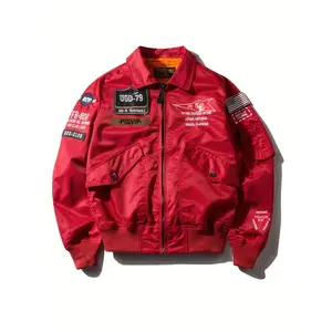 Vintage Style Windproof  Bomber Jacket - Men's Slim-Fit Embroidered for Casual Outings