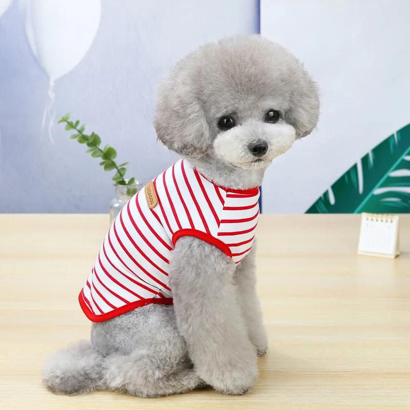 Striped Puppy Sleeveless Vest Spring Summer Pet Clothes for Small Dogs Pomeranian Chihuahua Pullovers Kitten T-shirts Outfits