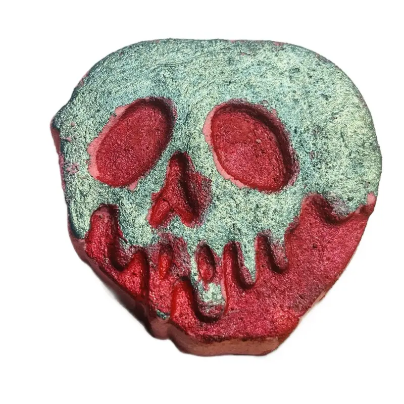 Just One Bite Bath Bomb - Unique Skull Design in Red and Green Colors