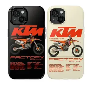 KTM Racing Pattern Custom Rubber Cellphone Casing, Heavy-Duty Shockproof Protective Phone Accessory for Motocross/Dirt Bike/Enduro Enthusiasts, Compatible with iPhone 17 Pro Max, 16 Air, 15, 14, 13, 12, 11