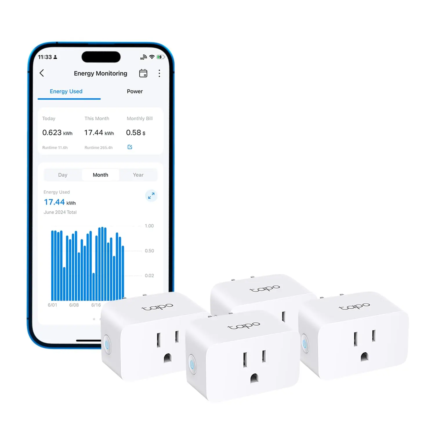 TP-Link & Tapo P115 (4-Pack) – Mini Wi-Fi Smart Plug with Energy Monitoring | 15 A / 1,800 W | Works with Alexa, Google Home & Samsung SmartThings | Remote & Voice Control | Timer / Schedule / Away Mode | ETL Certified | #SummerWins #DealsForYouDays