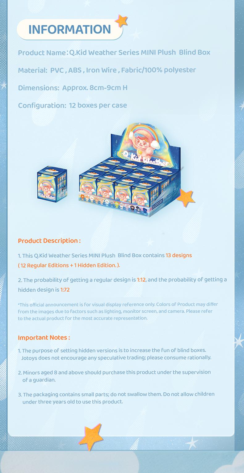 JOTOYS Q.Kid Weather Series MINI Plush Blind Box-Cute Keychain & Bag Charm Collectible Surprise Gift
