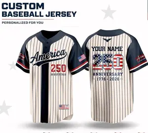 Custom USA 250th Jersey, Personalized 4th of July Baseball Shirt, USA Patriotic Jersey, Custom Name Number Independence Day Outfit