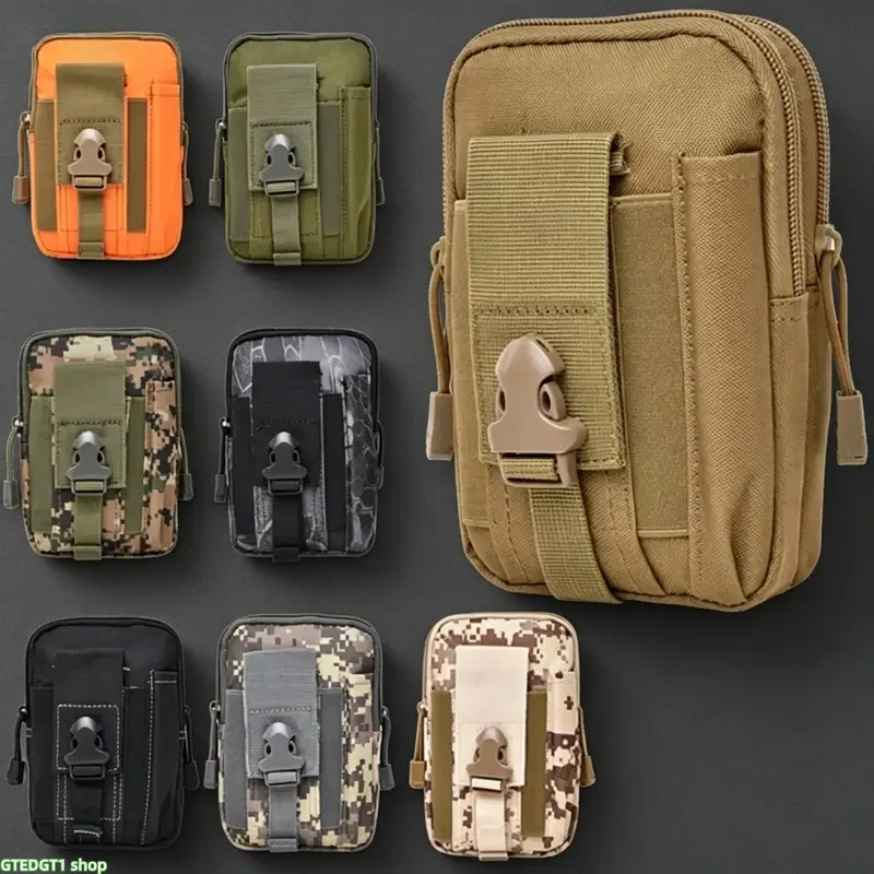 Unisex Quick Snap Tactical Belt Bag - Ultra Compact Solid Multi-Camo Waterproof Utility Phone Holster, Dual-Zipper Multi-Slot Gear Pouch, Lightweight Outdoors Sports Waist Pack for Camping, Fishing Enthusiasts