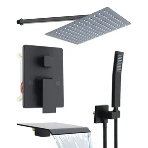 Shower Panel Tower System with Handheld Rotary Sprayer Head, Changeable Flow Setting Brass Rough-in Valve 10 Inch Large Shower Head, Wall Mounted Shower Panels System Shower Panel Tower System