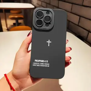 Cross & Bible Verse Pattern Phone Case, Anti-drop Soft Phone Case, Phone Accessories Compatible with iPhone 11 12 13 14 15 Pro Max 15 Plus, Casing